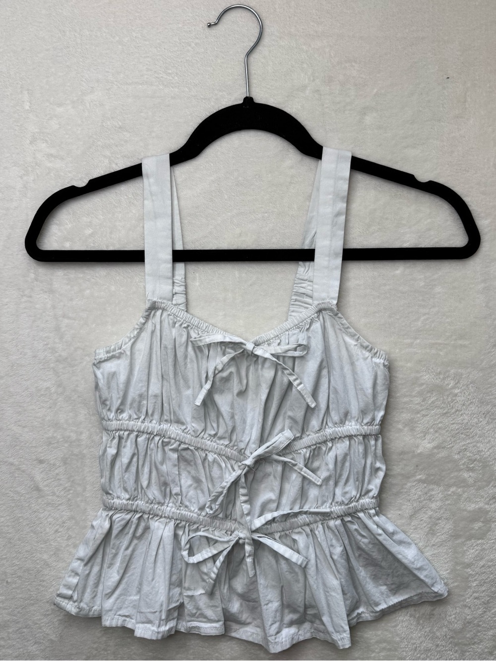 Sim & Sam - White Tie-Front Peplum Tank Top